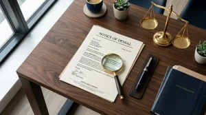 Notice of Denial on desk
